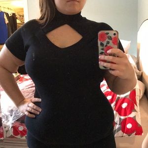 TODAY ONLY SALE - Black Turtleneck Peep Sweater